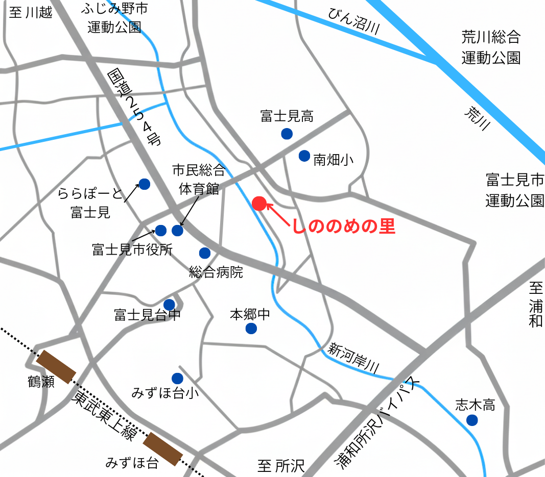 しののめの里の周辺地図